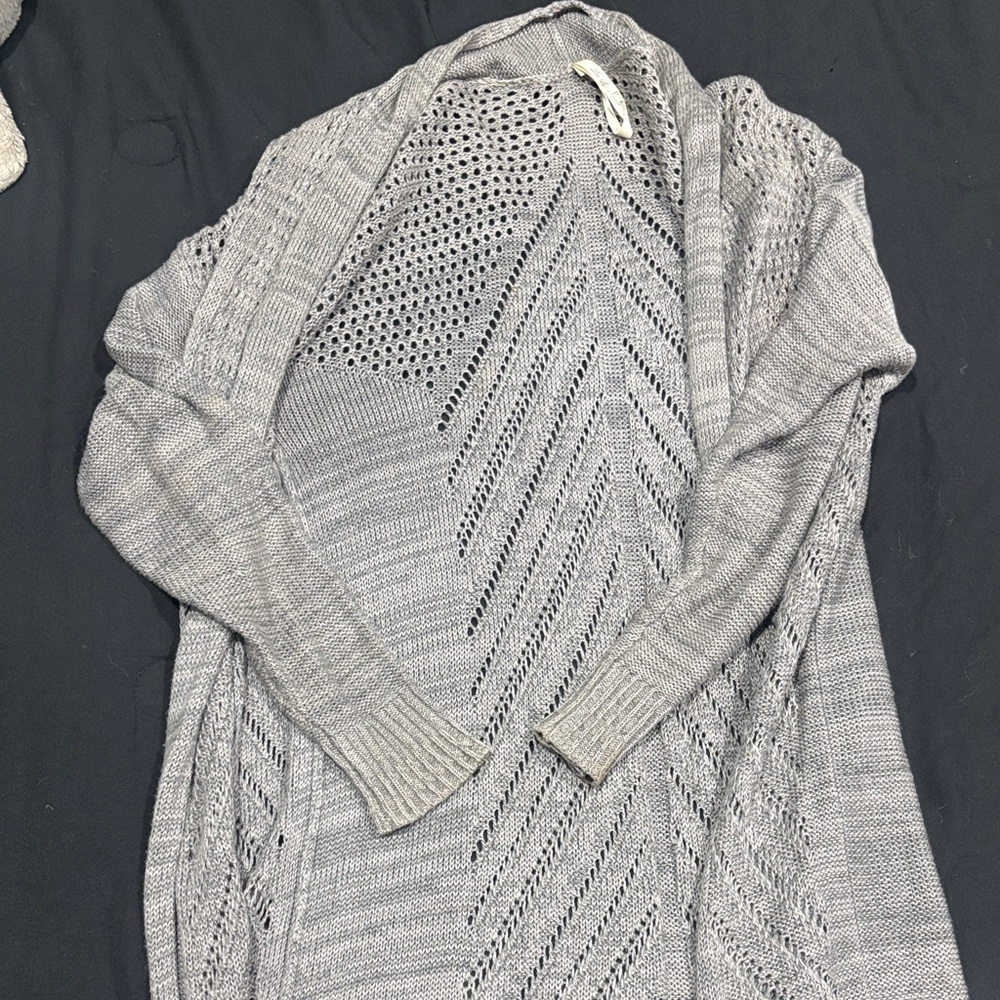 Gray Open-Knit Women's Sweater